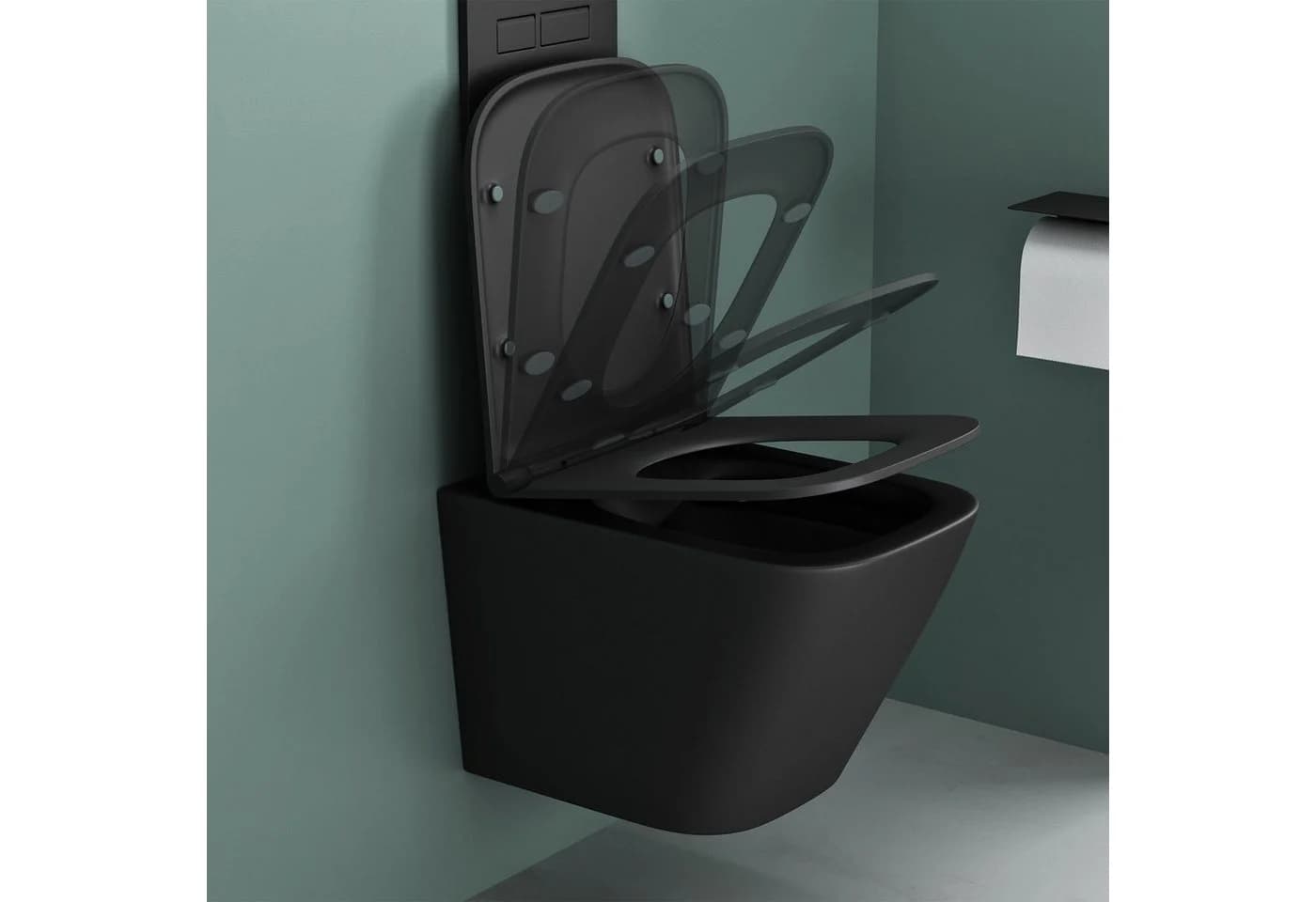 Mai & Mai Hänge-WC spülrandlos mit Softclose-Sitz Schwarz - Bild 4