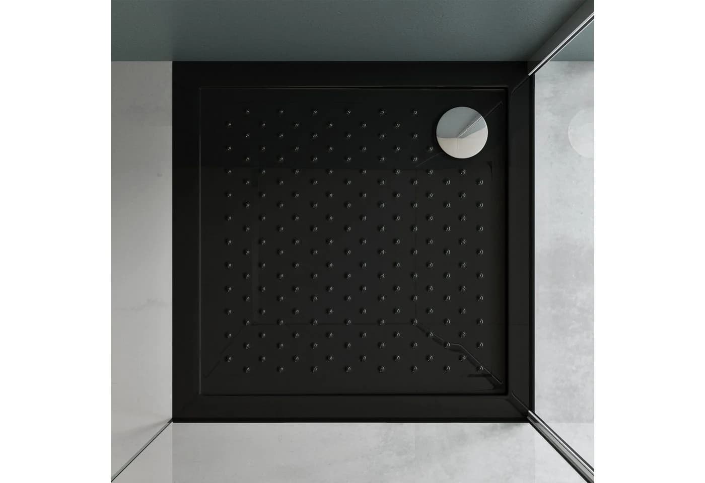Mai & Mai Duschwanne Acryl Schwarz Quadratisch Anti-Rutsch Lucia01