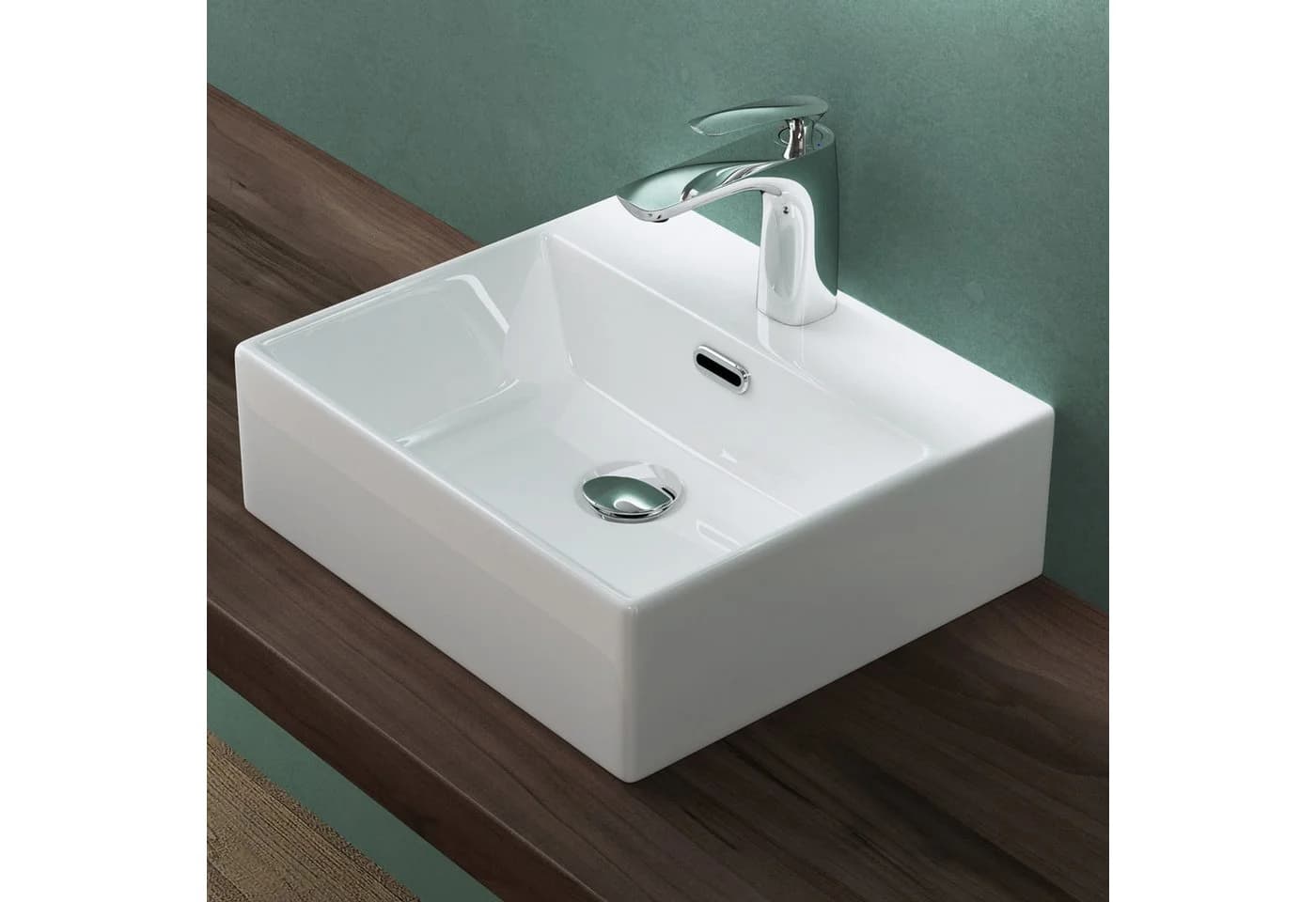 Mai & Mai Aufsatzwaschbecken Keramik Weiß Eckig Modern