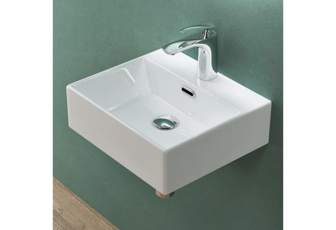Mai & Mai Aufsatzwaschbecken Keramik Weiß Eckig Modern - Bild 3