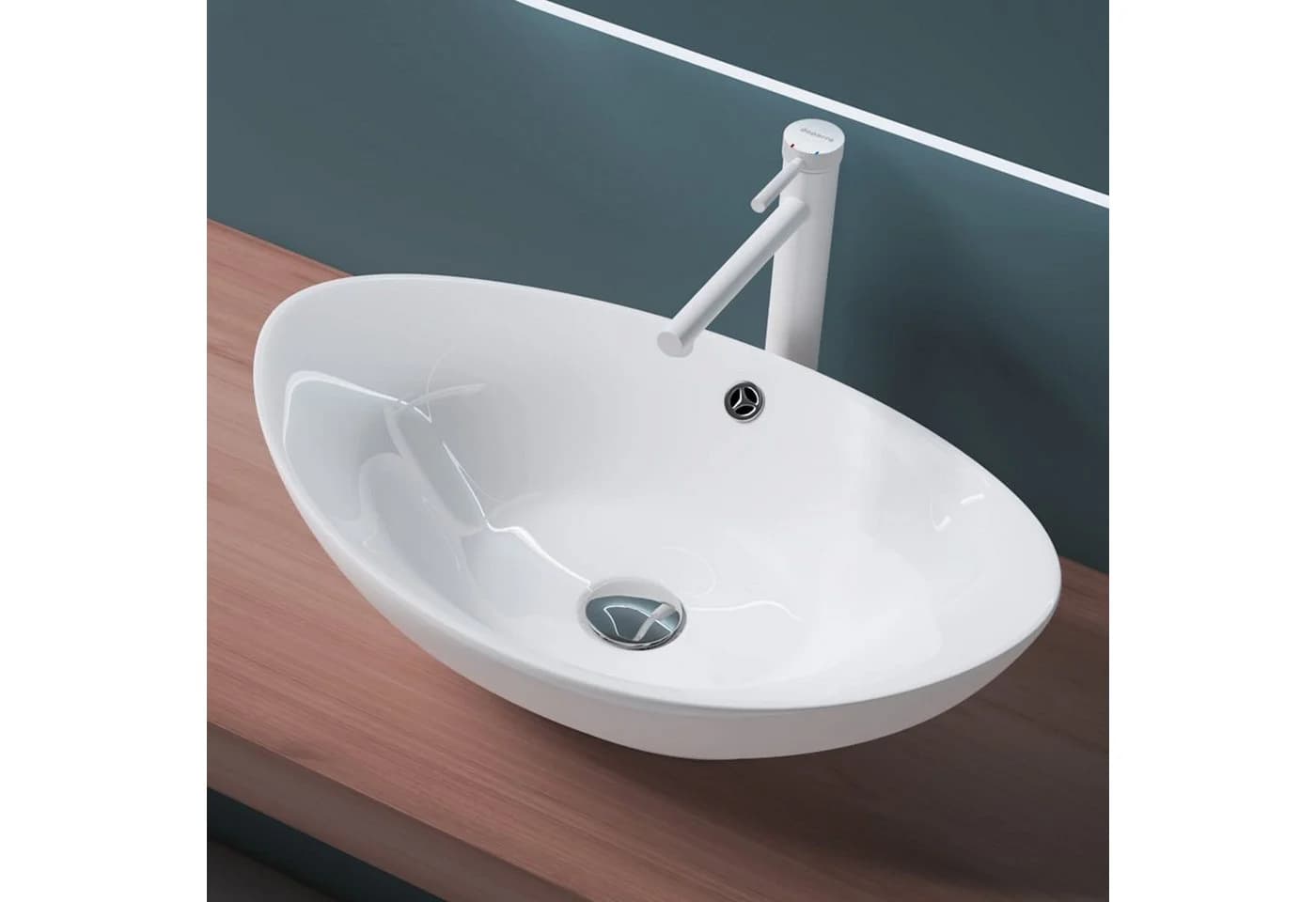 Mai & Mai Aufsatzwaschbecken Br818 Oval Weiß Keramik NANO