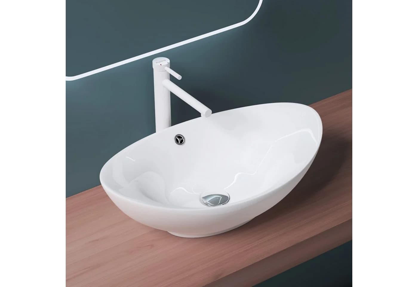Mai & Mai Aufsatzwaschbecken Br818 Oval Weiß Keramik NANO - Bild 3