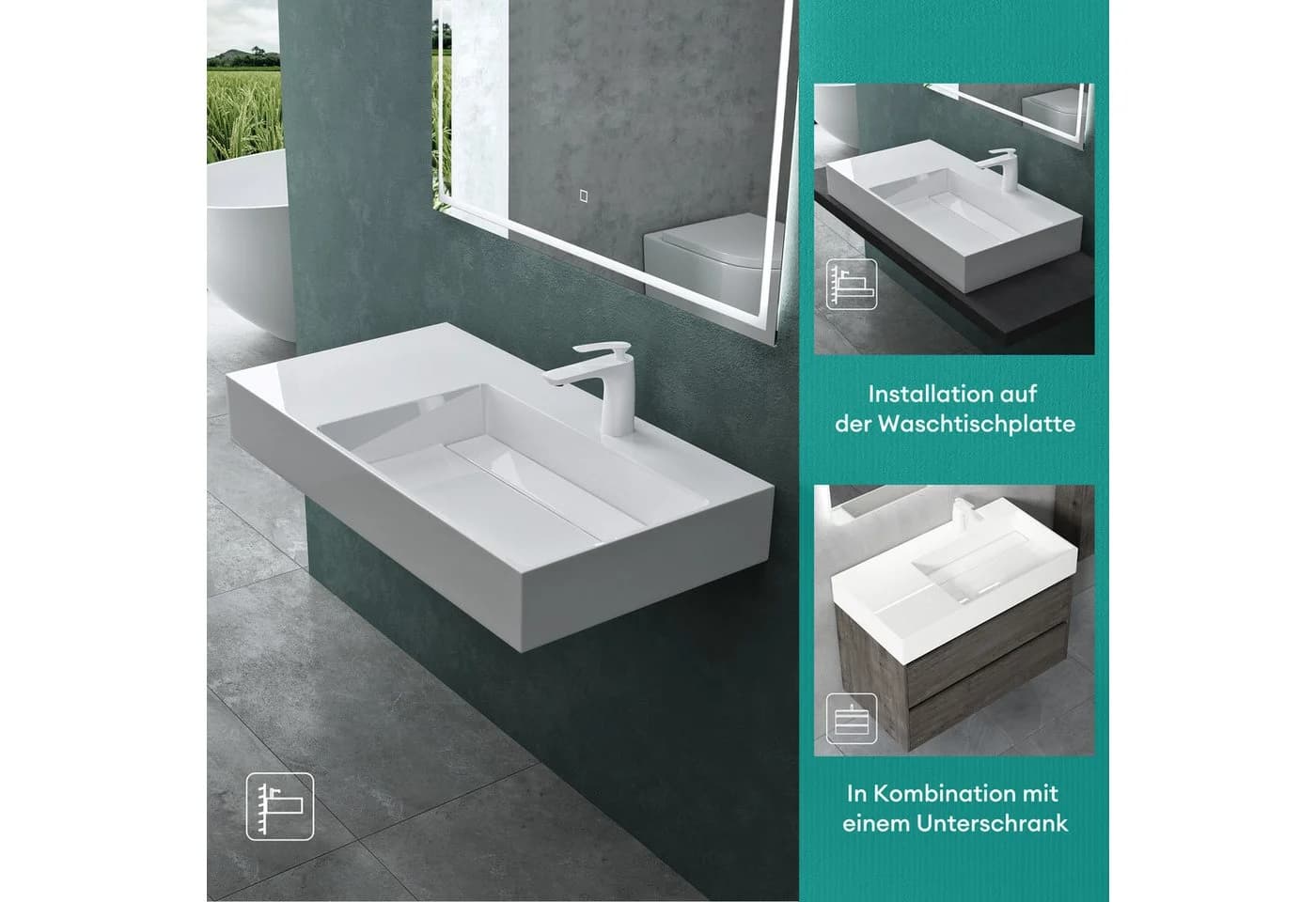 Mai & Mai Aufsatzwaschbecken Mineralguss Gussmarmor Design Waschbecken Col12 - Bild 4