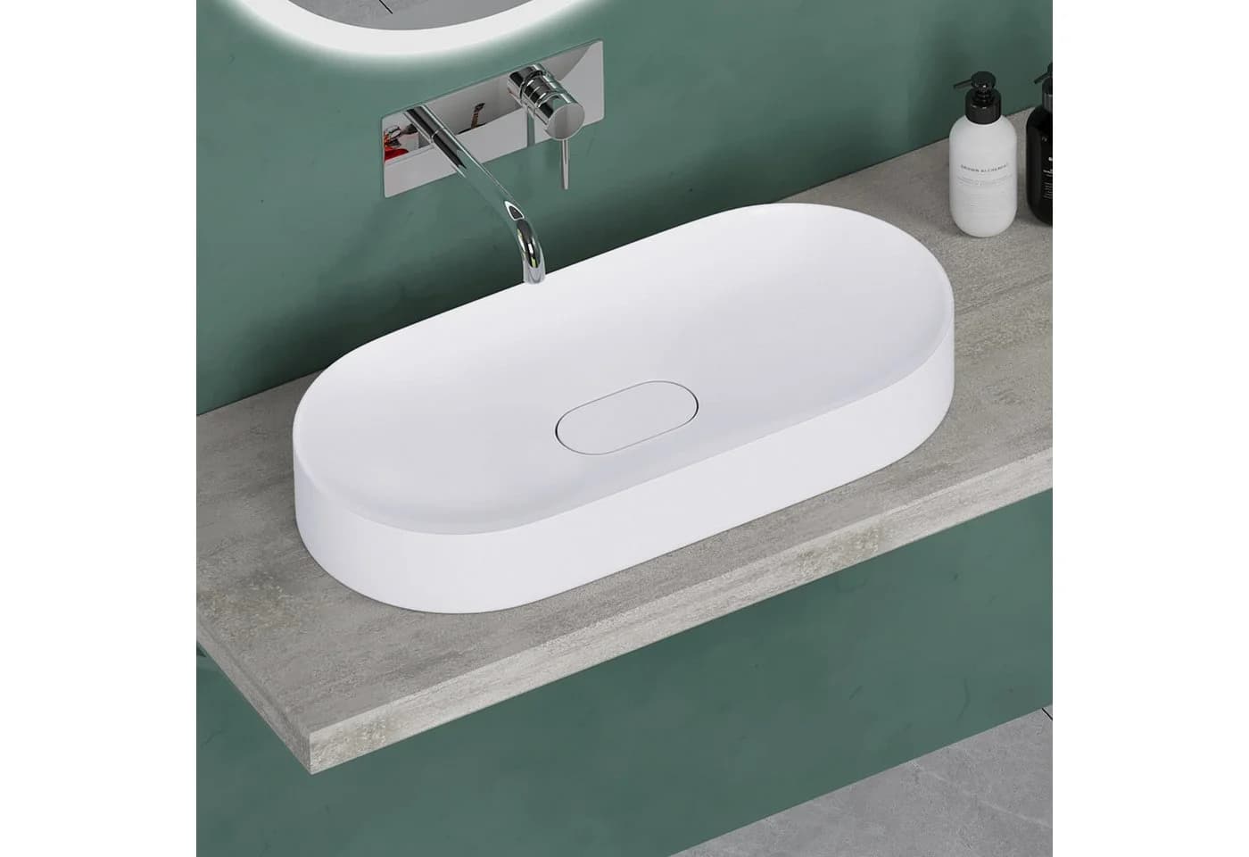Mai & Mai Aufsatzwaschbecken Col826 Gussmarmor Oval Matt Weiß