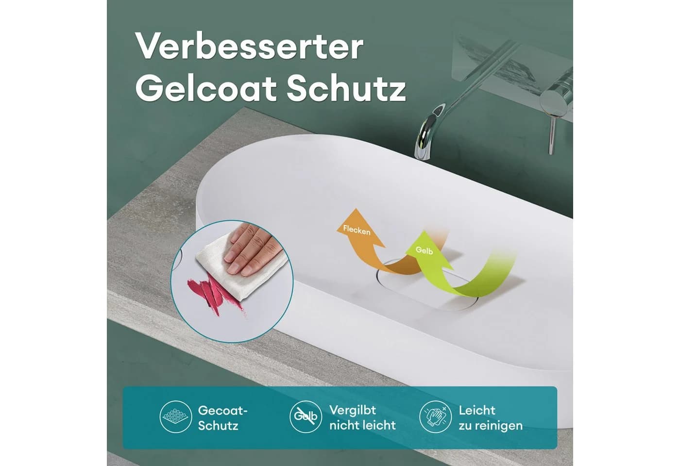 Mai & Mai Aufsatzwaschbecken Col826 Gussmarmor Oval Matt Weiß - Bild 5