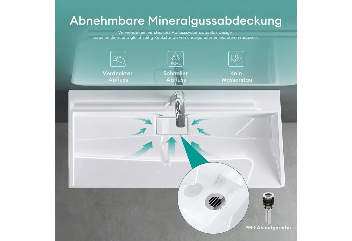 Mai & Mai Waschbecken Col19 Mineralguss Weiß Anthrazit Hänge-Aufsatz - Bild 3