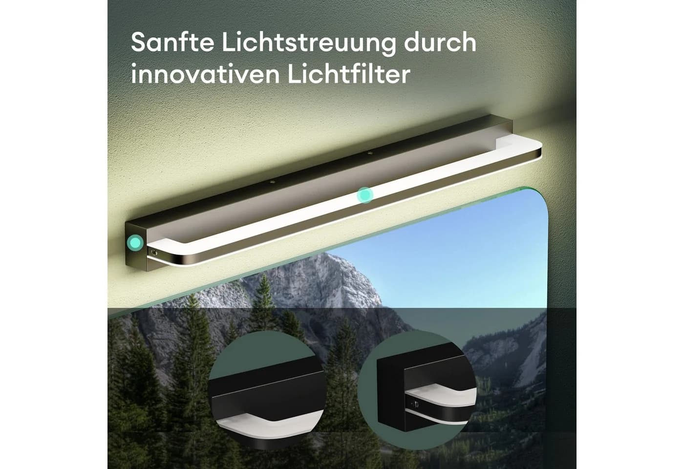 Mai & Mai LED Spiegelleuchte Badlampe 4000K Sandschwarz 9W Wandleuchte - Bild 3