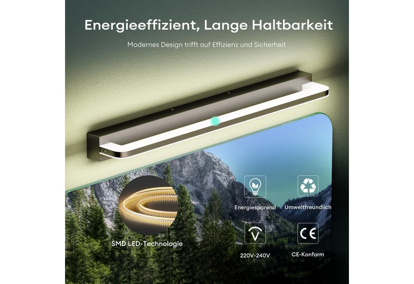 Mai & Mai LED Spiegelleuchte Badlampe 4000K Sandschwarz 9W Wandleuchte - Bild 4