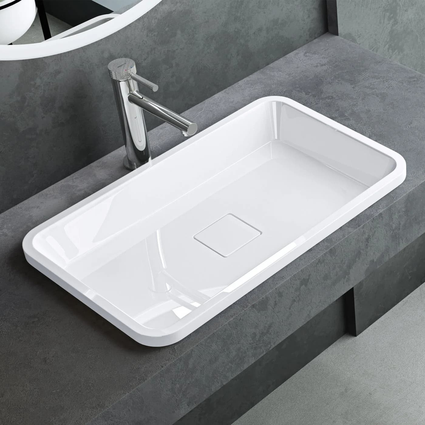 Mai & Mai Einbauwaschbecken Col104 Gussmarmor Weiß Aufsatzwaschbecken