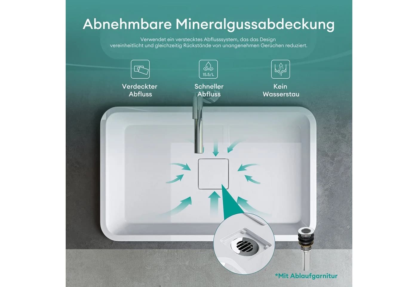 Mai & Mai Einbauwaschbecken Col104 Gussmarmor Weiß Aufsatzwaschbecken - Bild 4