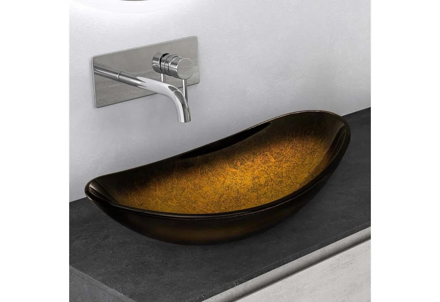 Mai & Mai Aufsatzwaschbecken Glas Minerva08 Gold Transparent