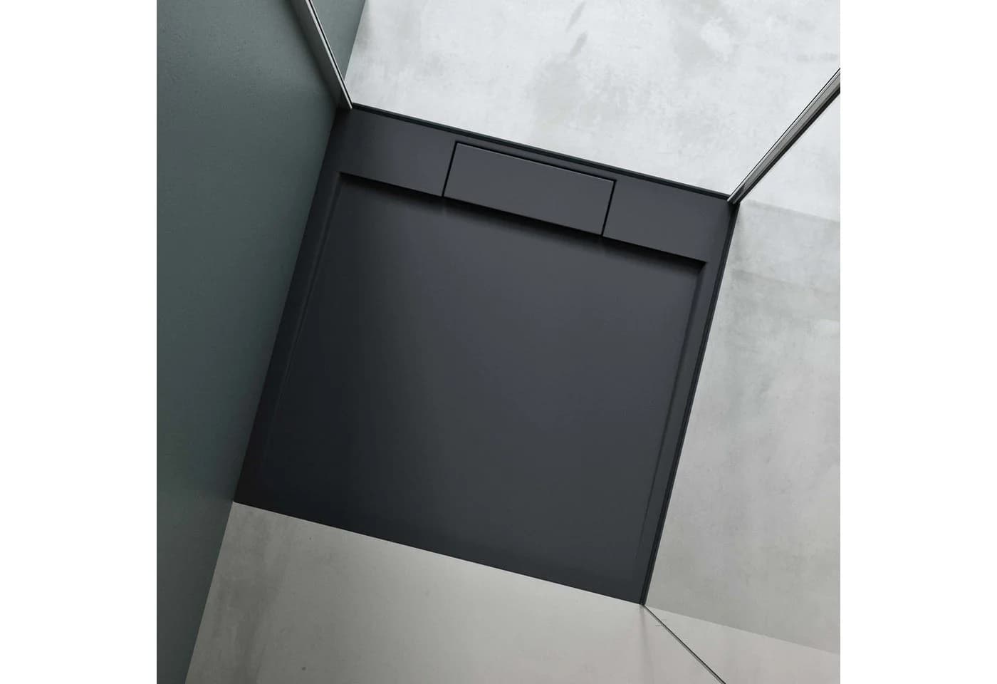 Mai & Mai Duschwanne Mineralguss Superflach Quadratisch Anthrazit