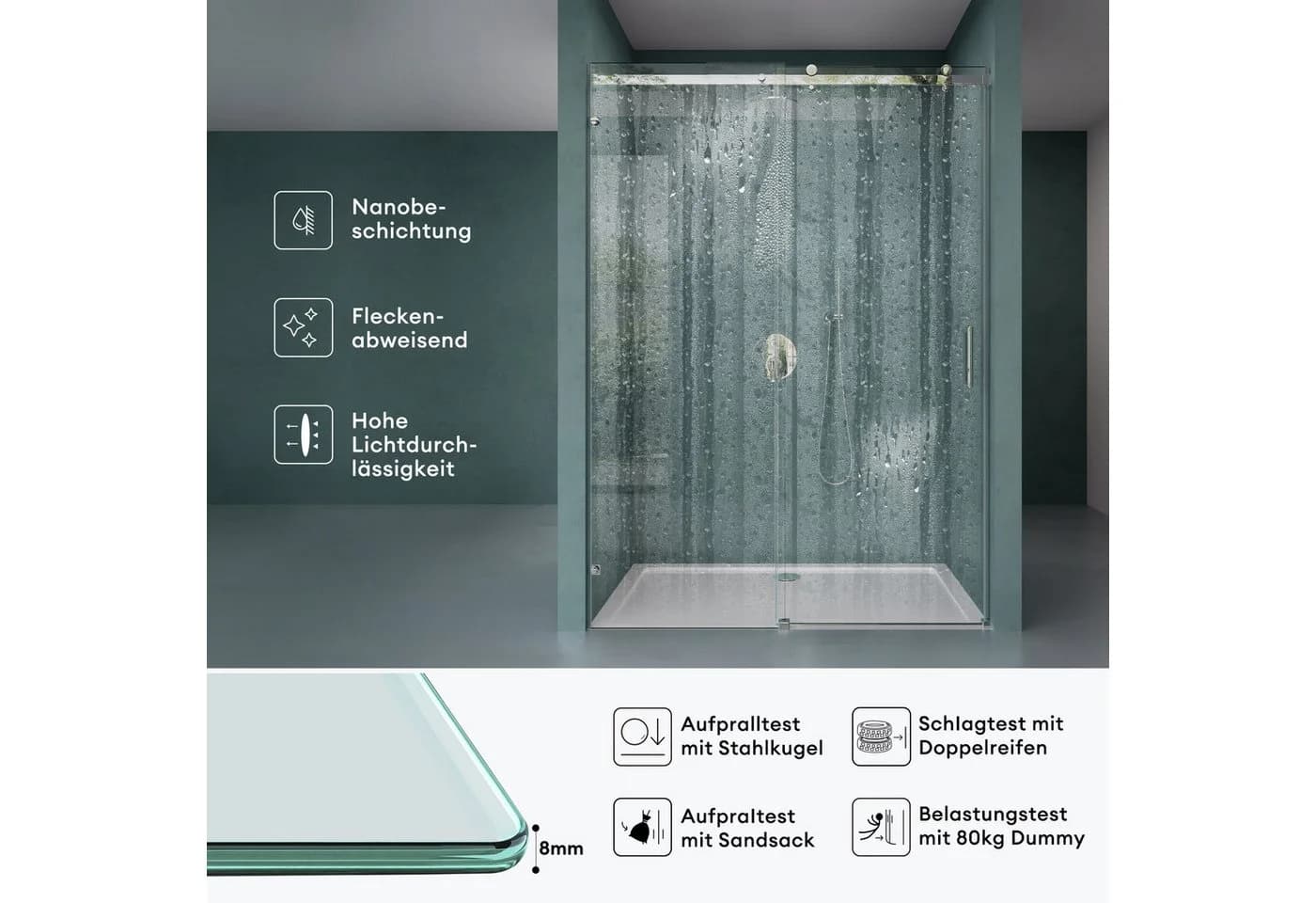 Mai & Mai Nischentür Teramo04-2 195cm ESG Glas NANO - Bild 4