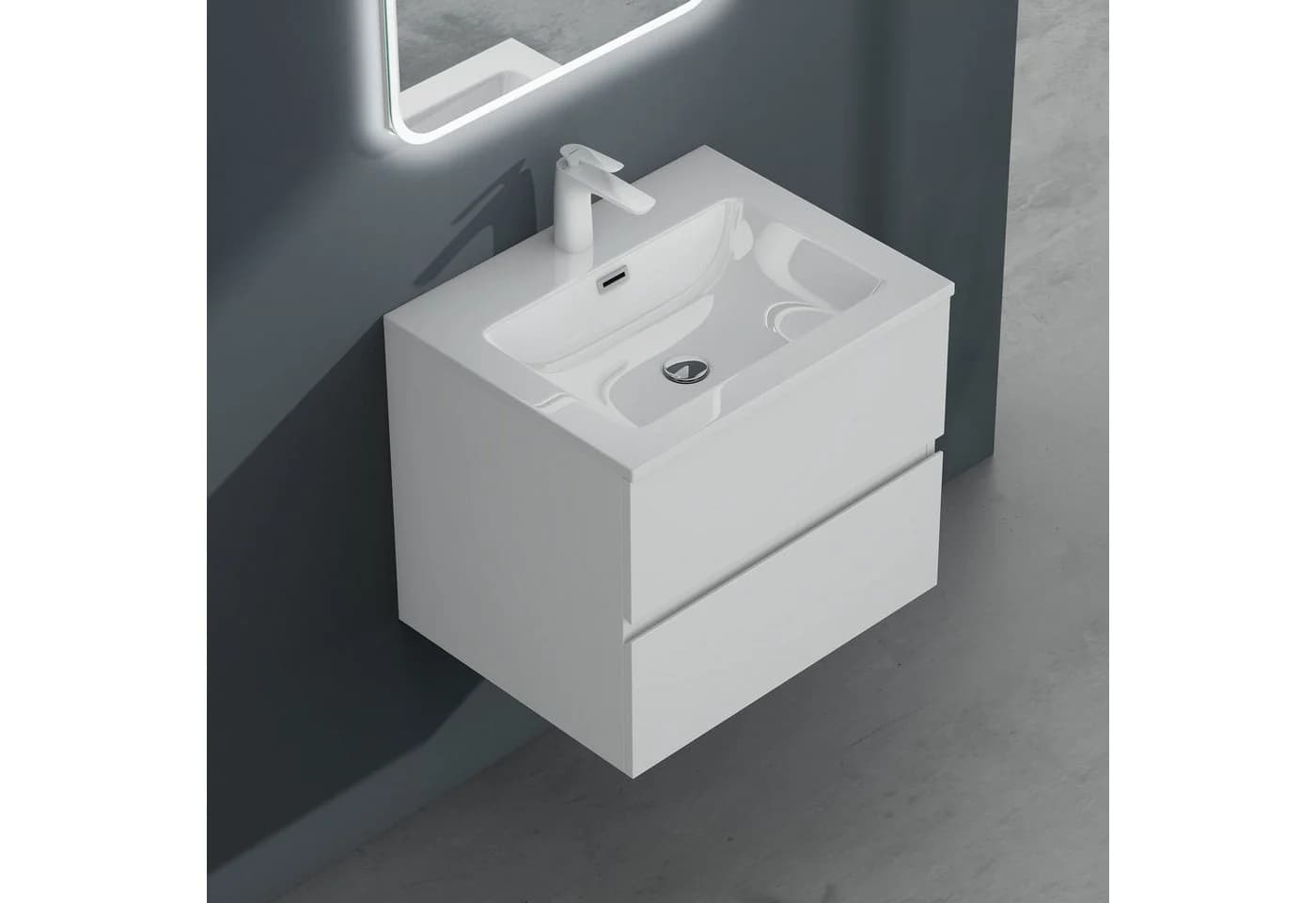 Mai & Mai Badmöbel-Set Aqualis Weiß Mineralguss mit 2 Schubladen - Bild 3