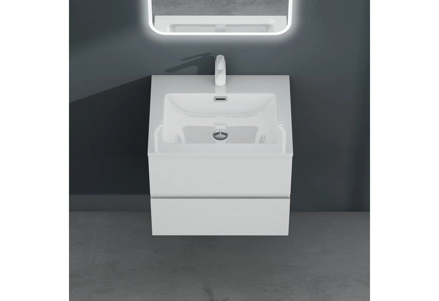 Mai & Mai Badmöbel-Set Aqualis Weiß Mineralguss mit 2 Schubladen - Bild 4
