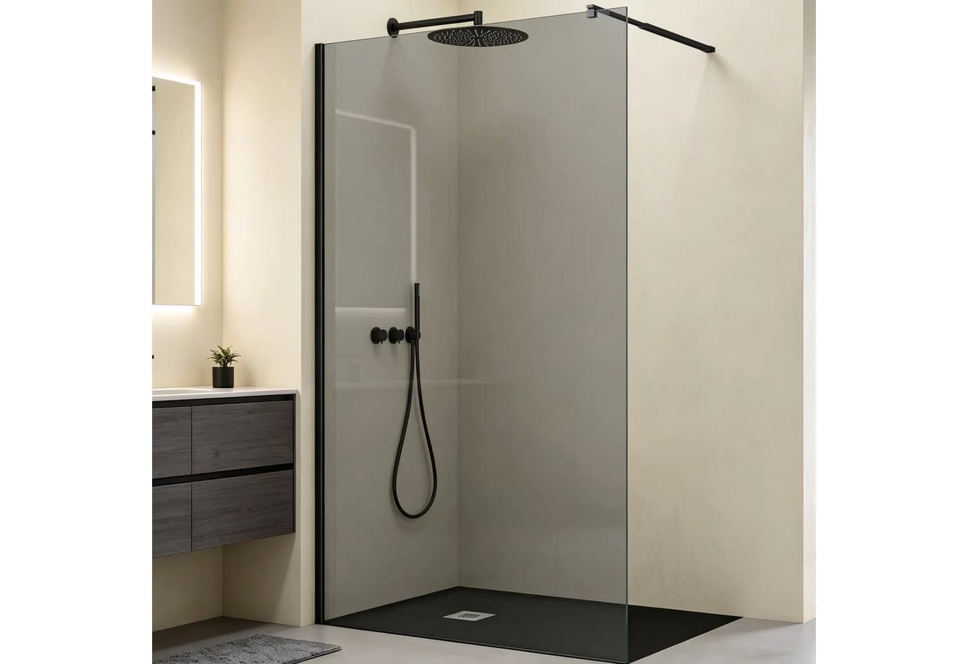 Mai & Mai Duschwand Walk-In Schwarz Profil 8mm ESG Glas - Bild 2
