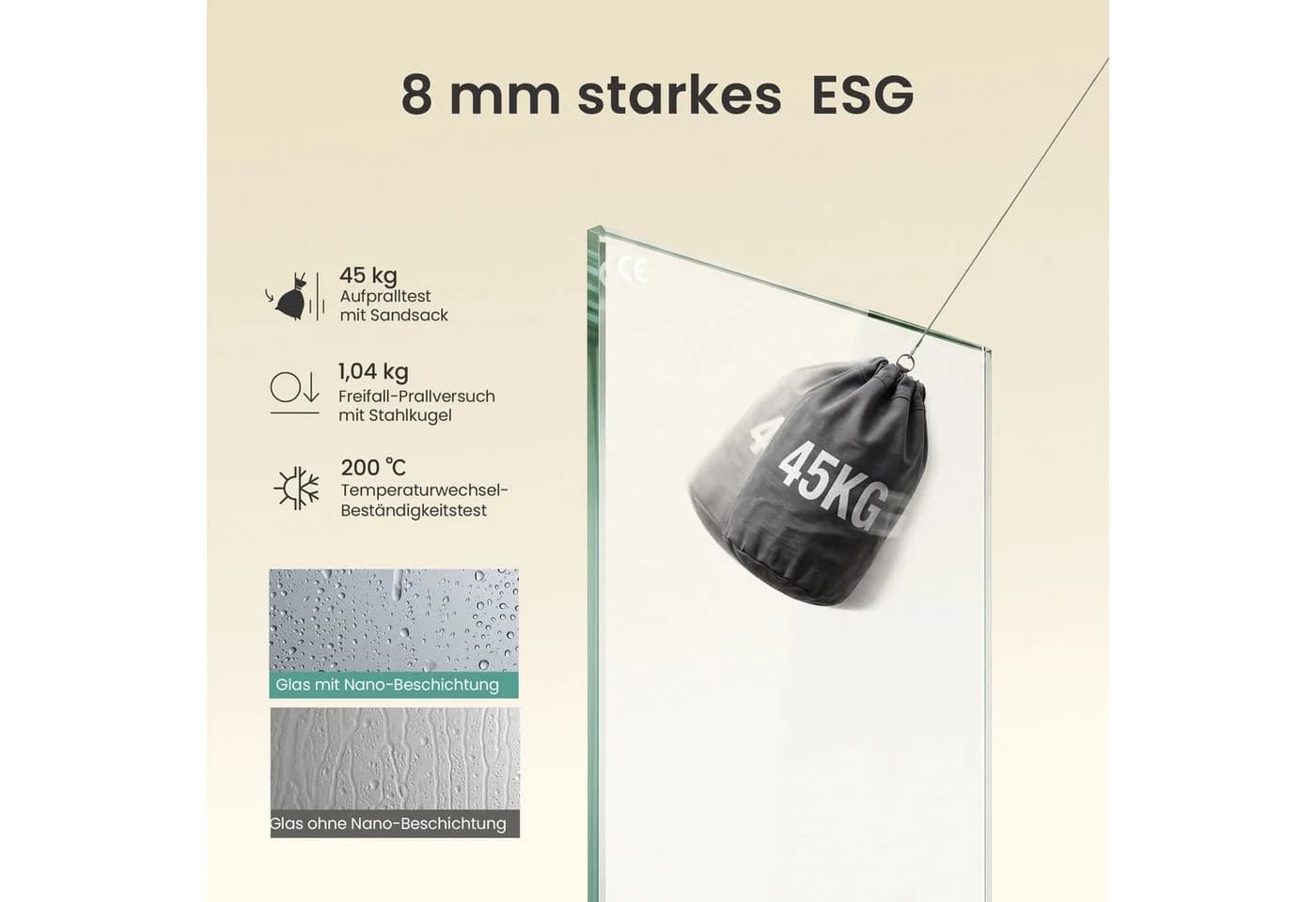 Mai & Mai Duschwand Walk-In Schwarz Profil 8mm ESG Glas - Bild 4