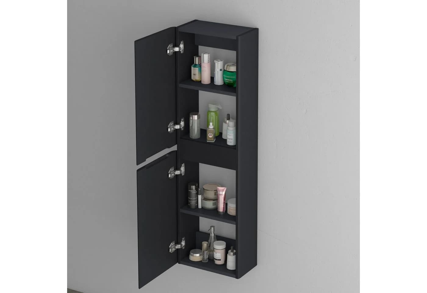 Mai & Mai Seitenschrank Badmöbel Badschrank Hängeschrank Badezimmer Lucca Matt Schwarz - Bild 2