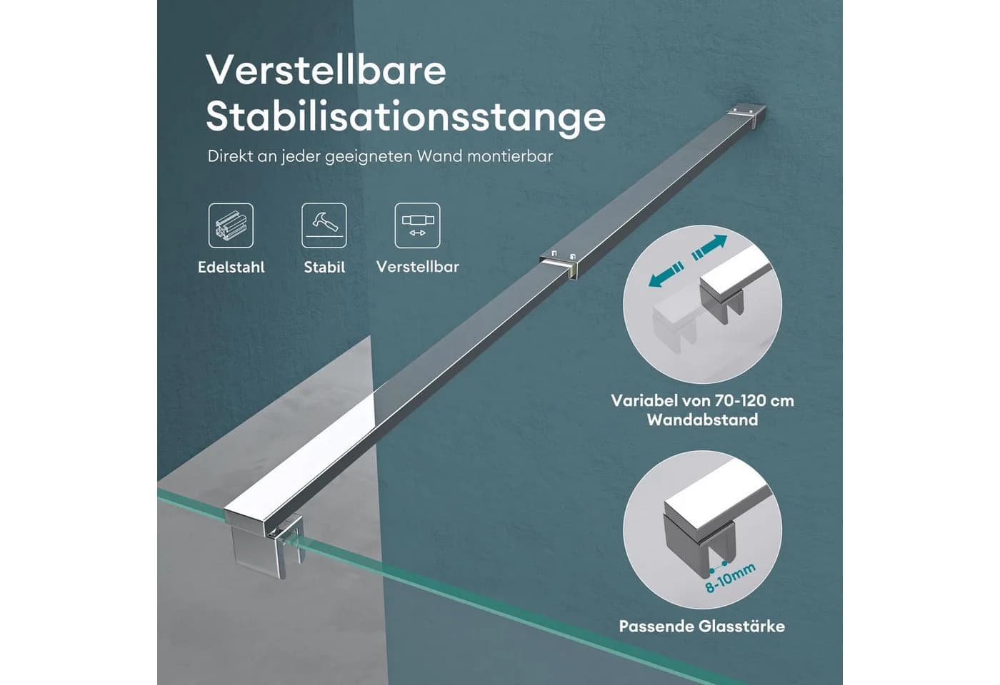 Mai & Mai Duschwand Walk-In 8mm ESG Glas NANO-Beschichtung - Bild 5