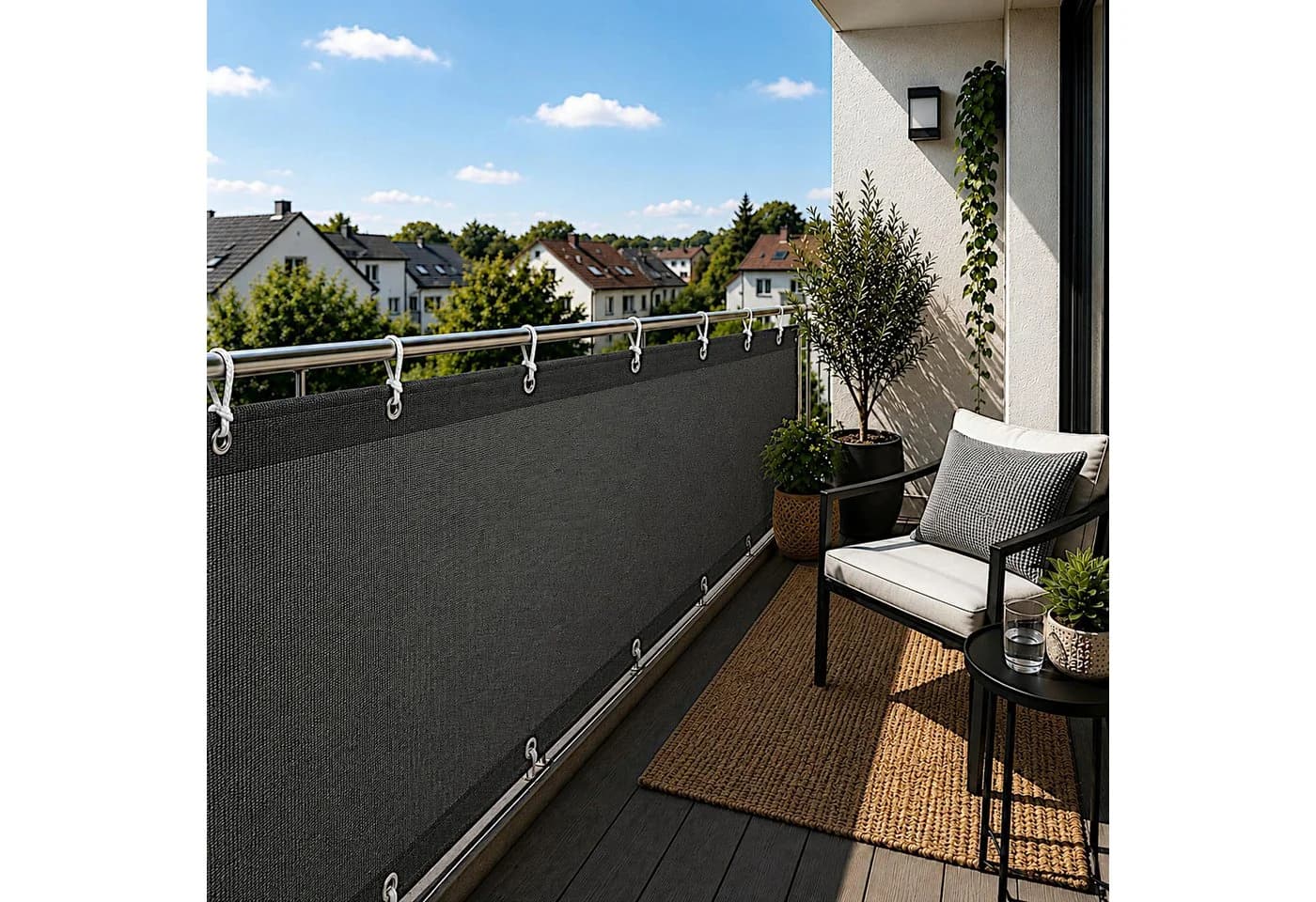 ESTEXO Balkonsichtschutz Anthrazit HDPE Sichtschutzmatte - Bild 3