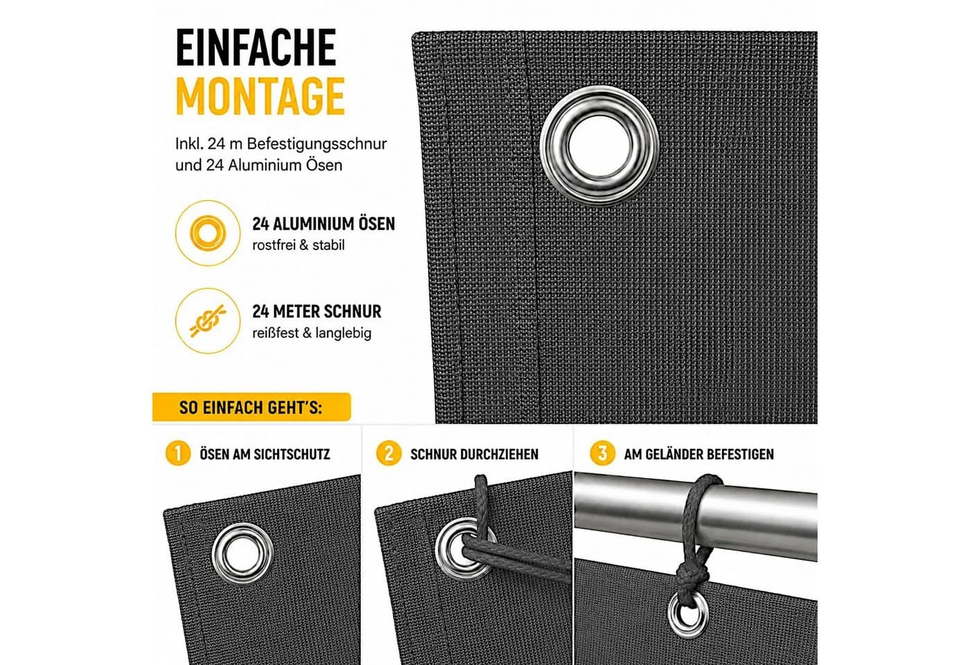 ESTEXO Balkonsichtschutz Anthrazit HDPE Sichtschutzmatte - Bild 4