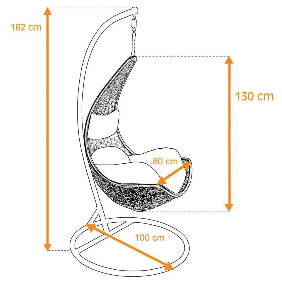 ESTEXO Hängesessel mit Gestell Polyrattan Braun Grau