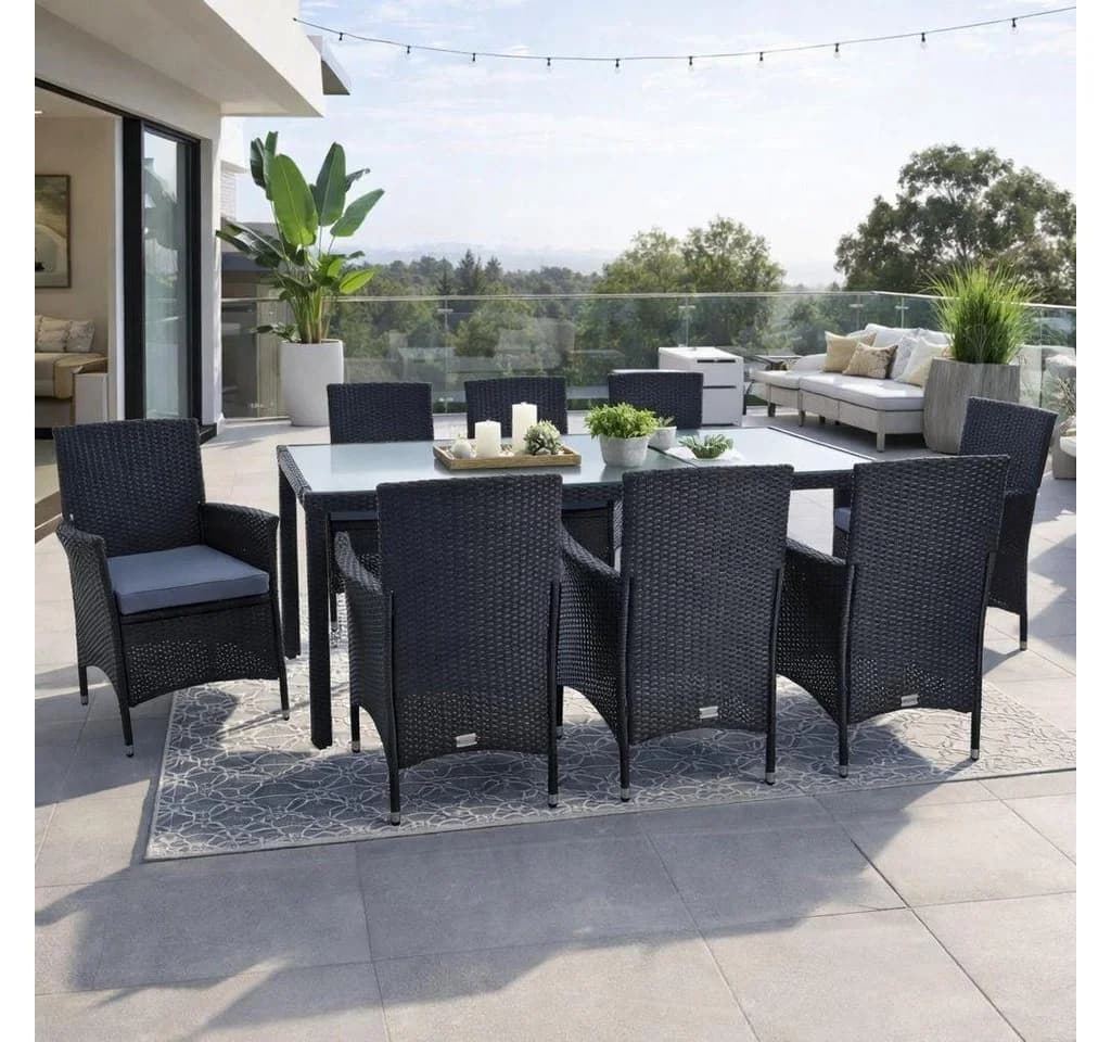 ESTEXO Sitzgruppe Polyrattan 8-tlg. Schwarz/Grau - Bild 2