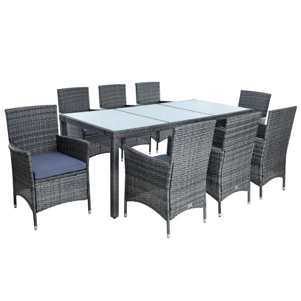 ESTEXO Sitzgruppe Polyrattan Gartenmöbel Set für 8 Personen Anthrazit - Bild 3