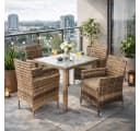 ESTEXO Sitzgruppe Polyrattan Gartenmöbel Set Rattan Essgruppe Beige Braun Bild 2