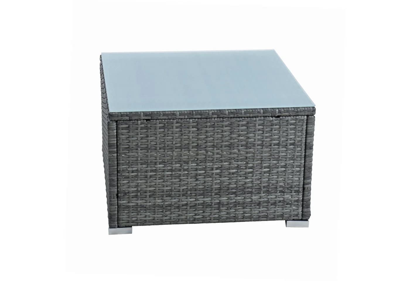 ESTEXO Rattan Lounge Sitzgruppe 3-Sitzer Grau mit Hocker