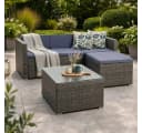 ESTEXO Rattan Lounge Sitzgruppe 3-Sitzer Grau mit Hocker Bild 2
