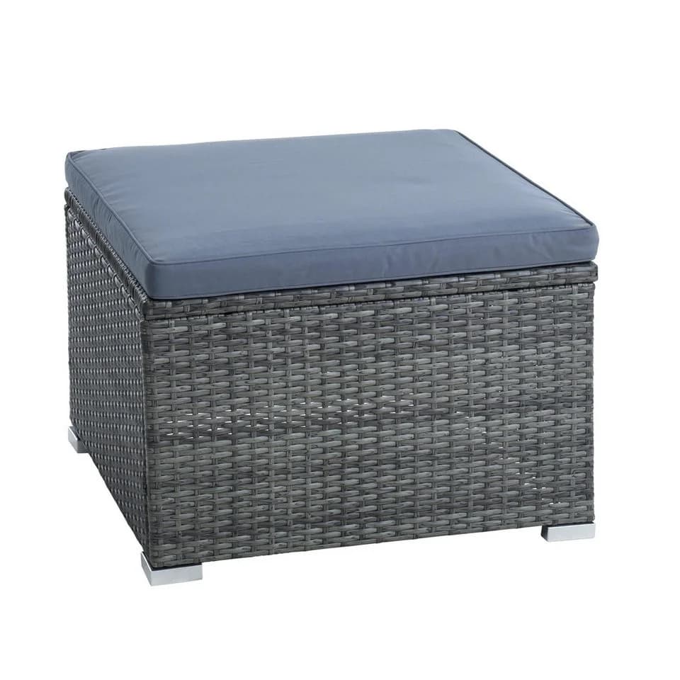 ESTEXO Rattan Lounge Sitzgruppe 3-Sitzer Grau mit Hocker - Bild 4