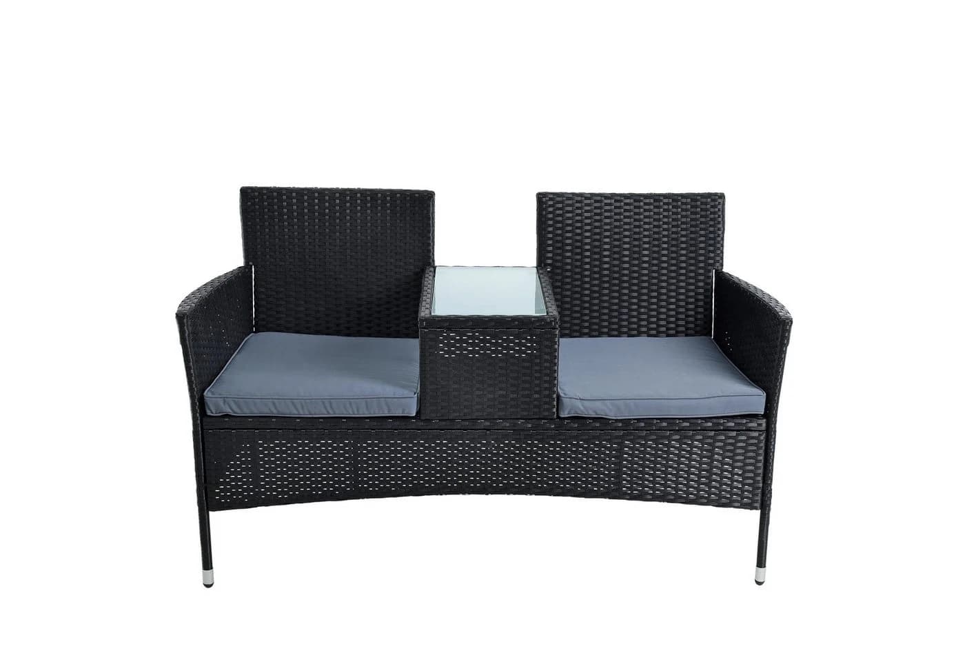 ESTEXO Polyrattan Gartenbank 2-Sitzer Schwarz