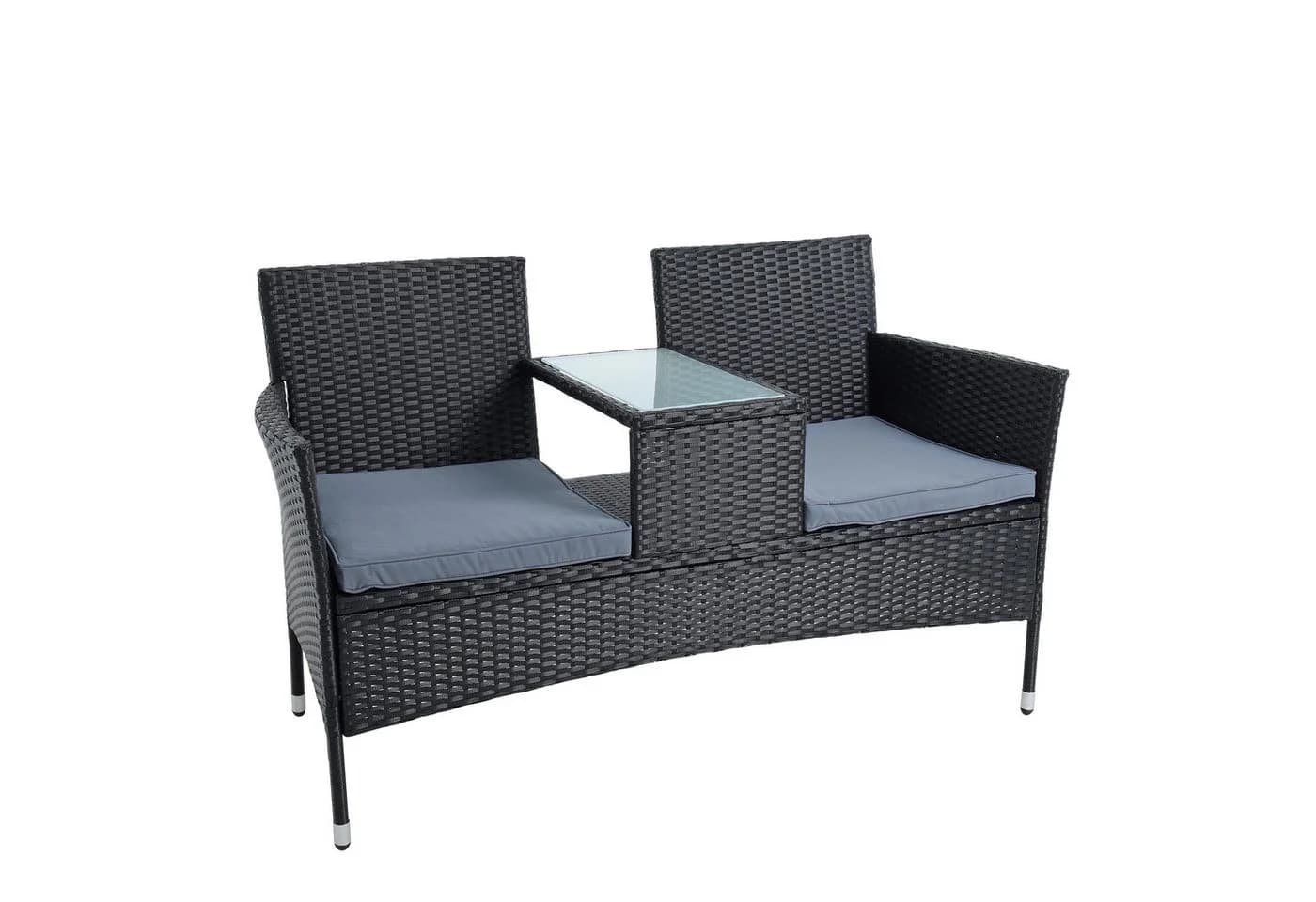 ESTEXO Polyrattan Gartenbank 2-Sitzer Schwarz - Bild 5
