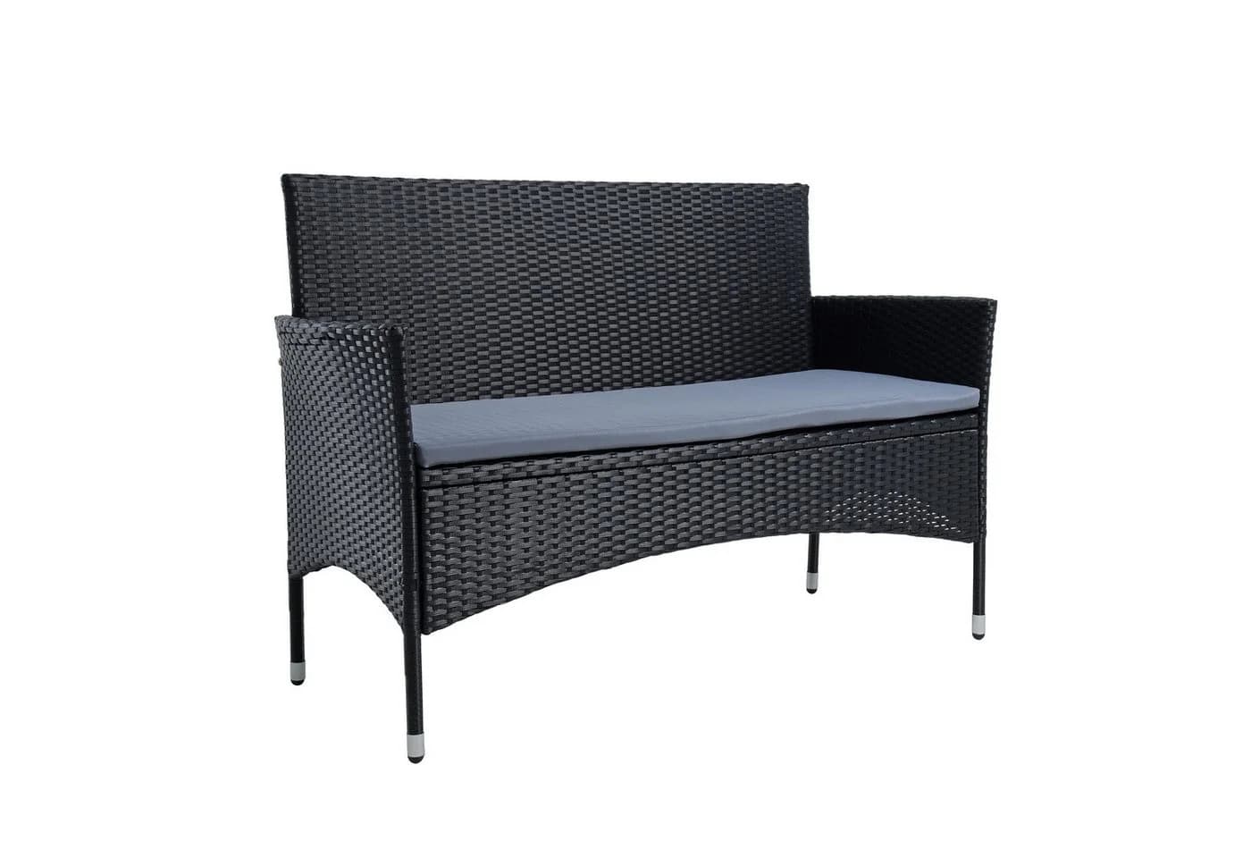 ESTEXO Gartenbank 2-Sitzer Schwarz Polyrattan mit Sitzkissen - Bild 5