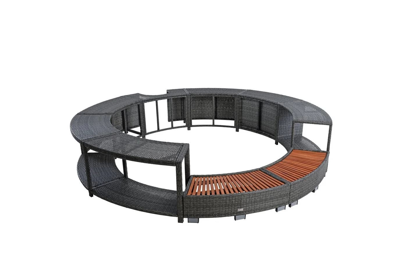 ESTEXO Poolumrandung aus Polyrattan mit Stahlgestell und Holzeinstieg - Bild 2