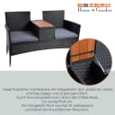 ESTEXO 2-Sitzer Gartenbank mit Tisch Polyrattan Stahl Holz Bild 5