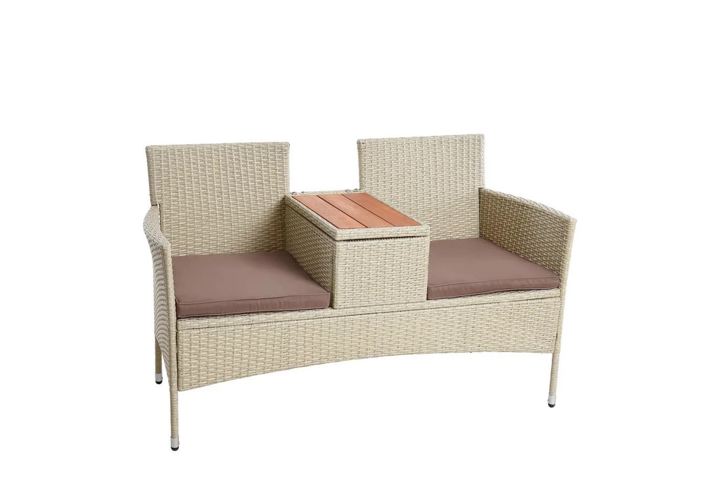 ESTEXO Polyrattan Gartenbank 2-Sitzer mit Tisch - Bild 2