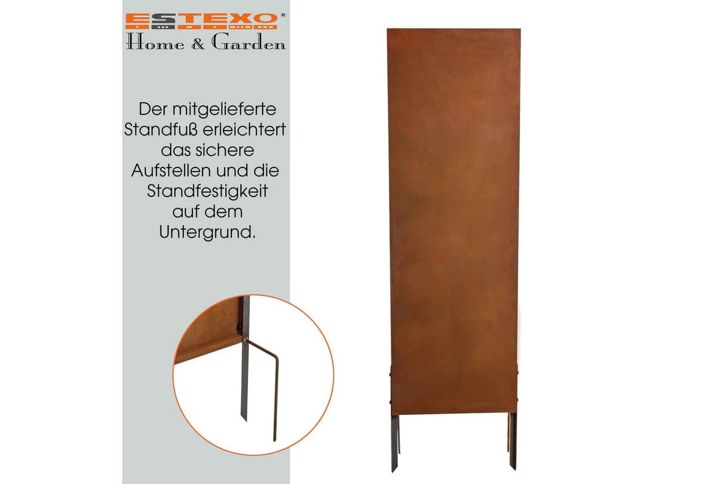 ESTEXO Sichtschutzelement Metall Gartenzaun Sichtschutzwand 170 cm Edelrost - Bild 3