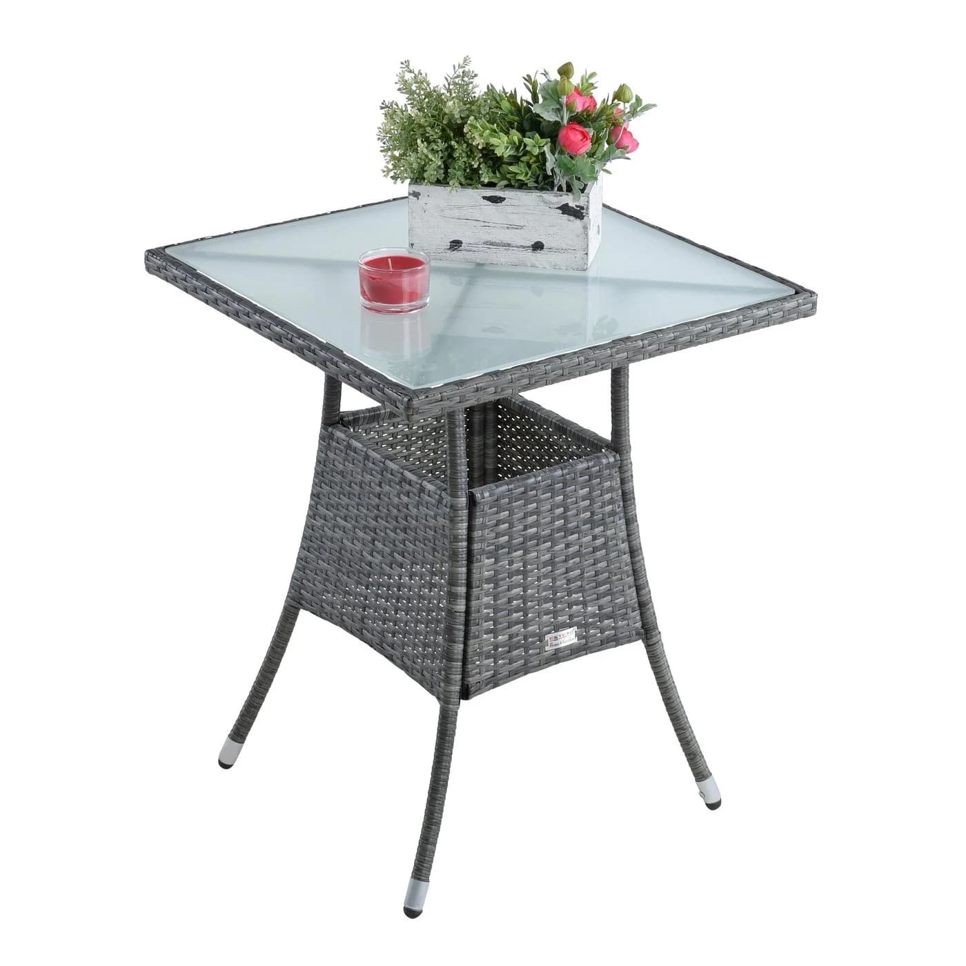 ESTEXO Gartentisch Polyrattan Beistelltisch 57 cm Anthrazit