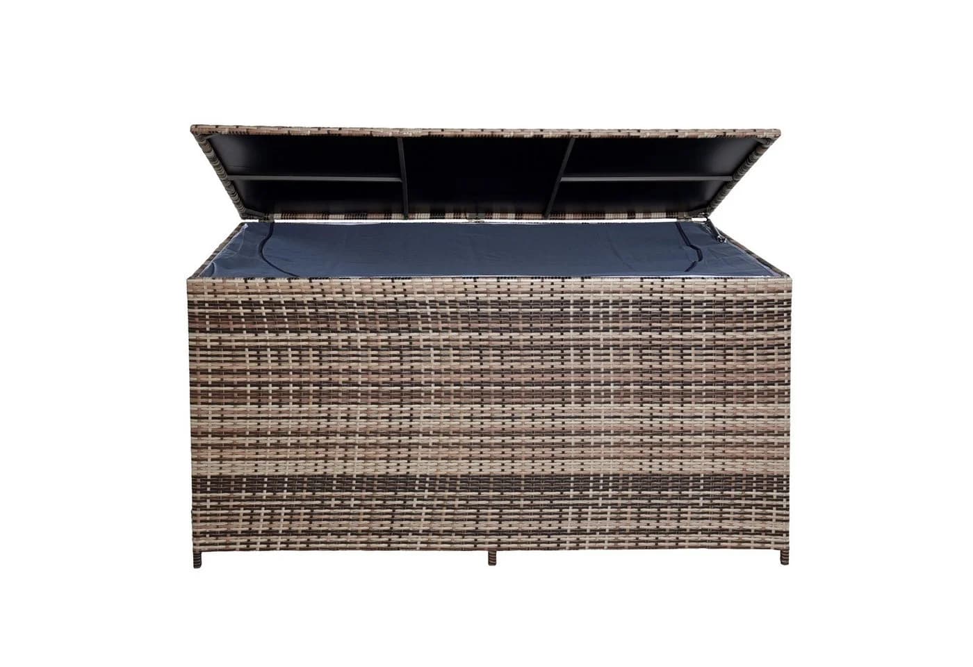 ESTEXO Auflagenbox Poly Rattan 870 Liter Beige-Braun