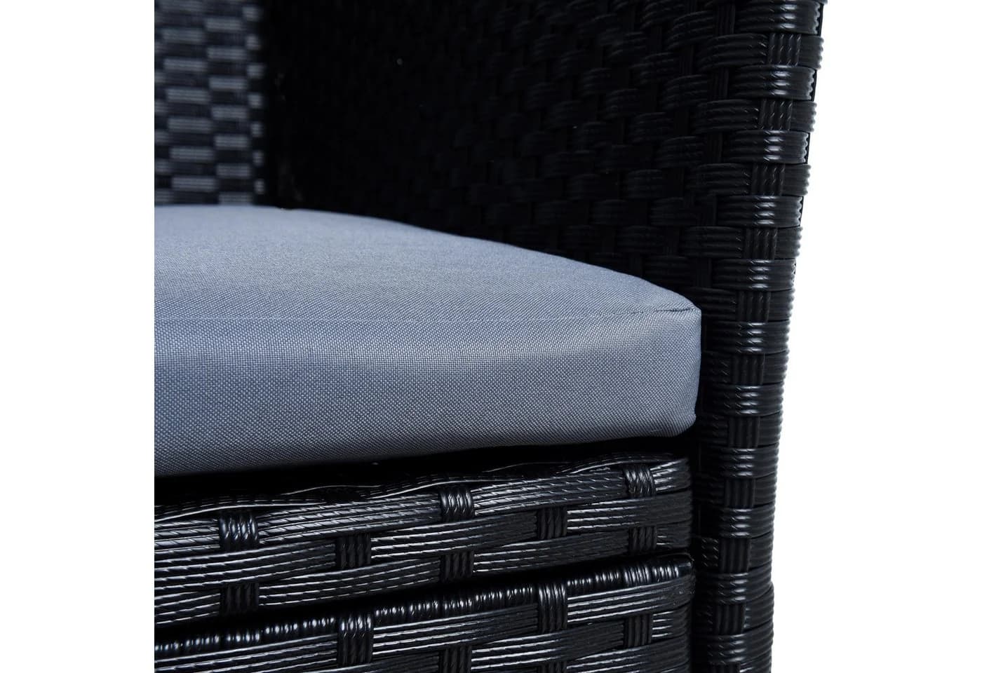 ESTEXO Gartenbank Rattan 2-Sitzer Schwarz Polyrattan