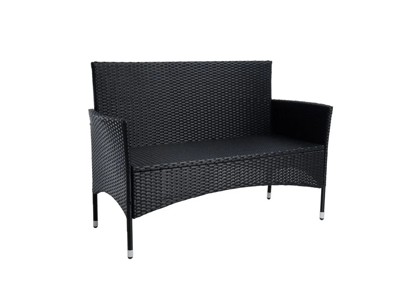 ESTEXO Gartenbank Rattan 2-Sitzer Schwarz Polyrattan - Bild 3