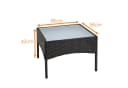 ESTEXO Gartentisch Polyrattan Beistelltisch Schwarz mit Glasplatte Bild 1