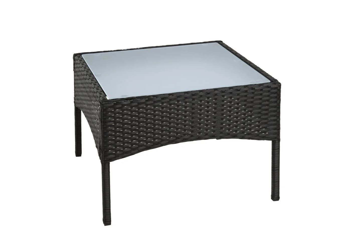 ESTEXO Gartentisch Polyrattan Beistelltisch Schwarz mit Glasplatte - Bild 2