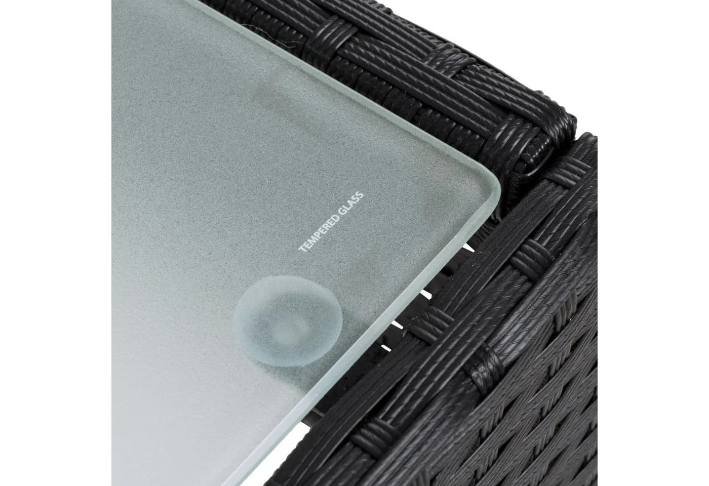 ESTEXO Gartentisch Polyrattan Beistelltisch Schwarz mit Glasplatte - Bild 4