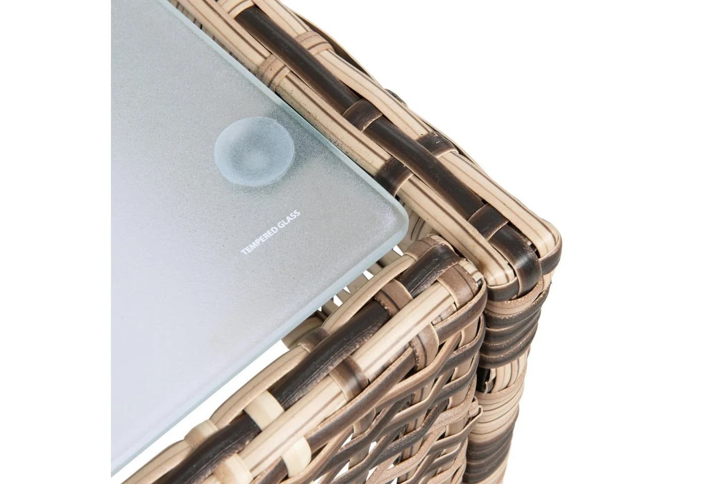 ESTEXO Beistelltisch Polyrattan Beige-Braun mit Milchglasplatte - Bild 4