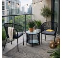 ESTEXO Bistro-Set Schwarz mit Rope-Geflecht und Glasplatte Bild 2