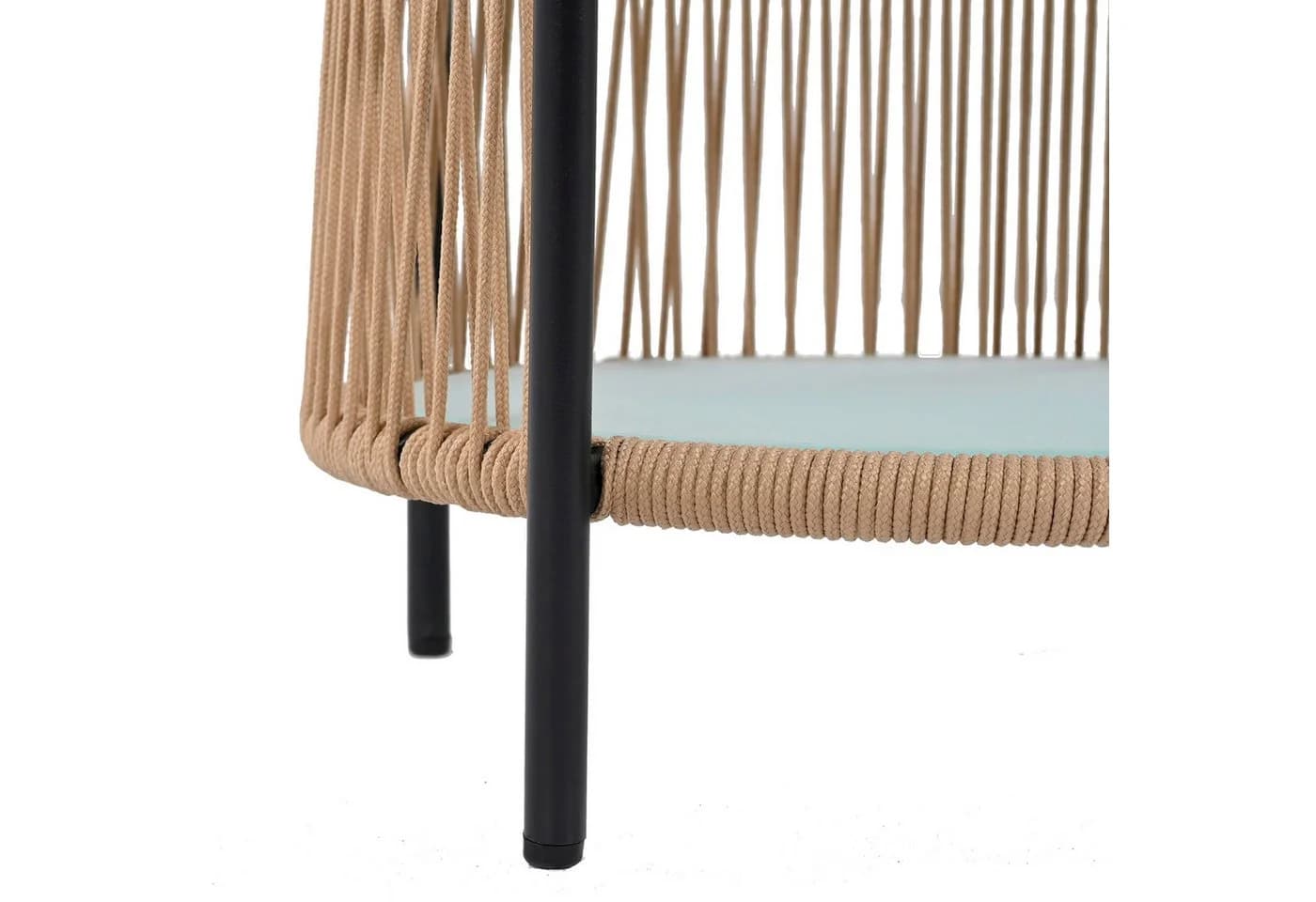 ESTEXO Bistro Set 2-tlg. Beige Rope-Geflecht Sicherheitsglas - Bild 4