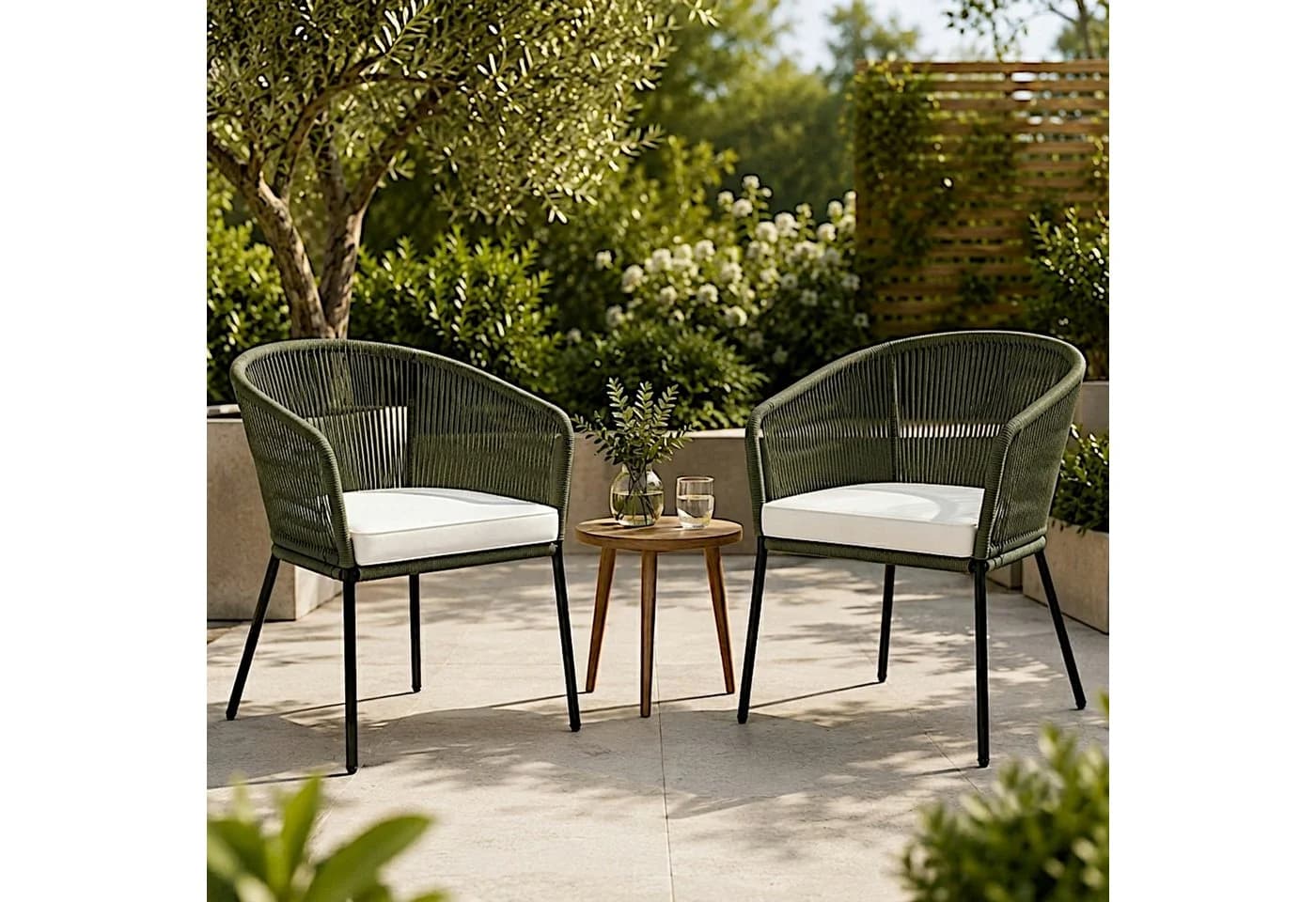 ESTEXO Gartenstuhl Lounge Stuhl 2er Set Oliv Schwarz - Bild 2